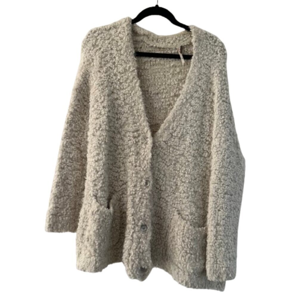 FREE PEOPLE Nubby Cream Super Soft Cardigan Sweater Size Small